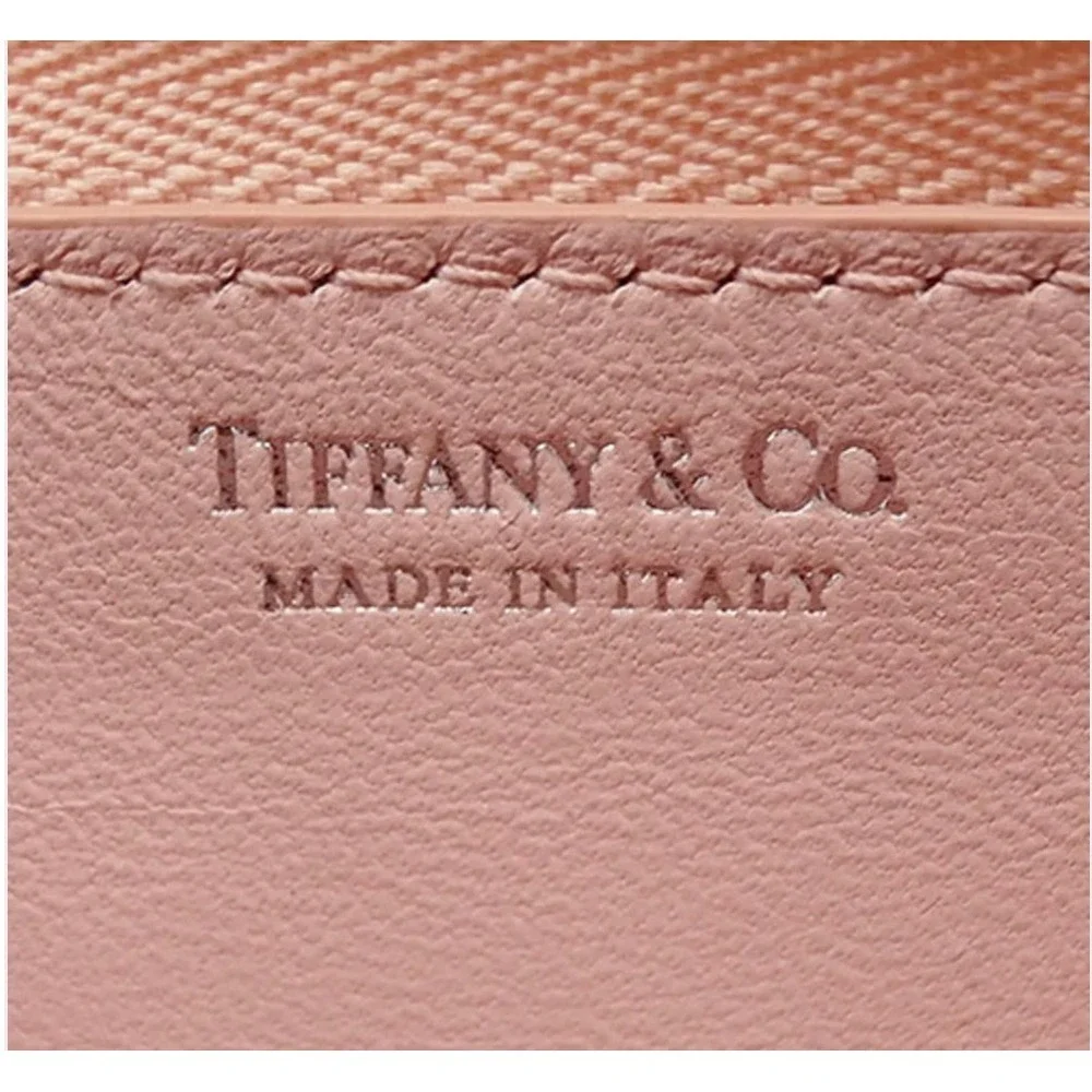 Tiffany & Co Zip Around Wallet OS Pink New Grained Leather Return to Tiffany